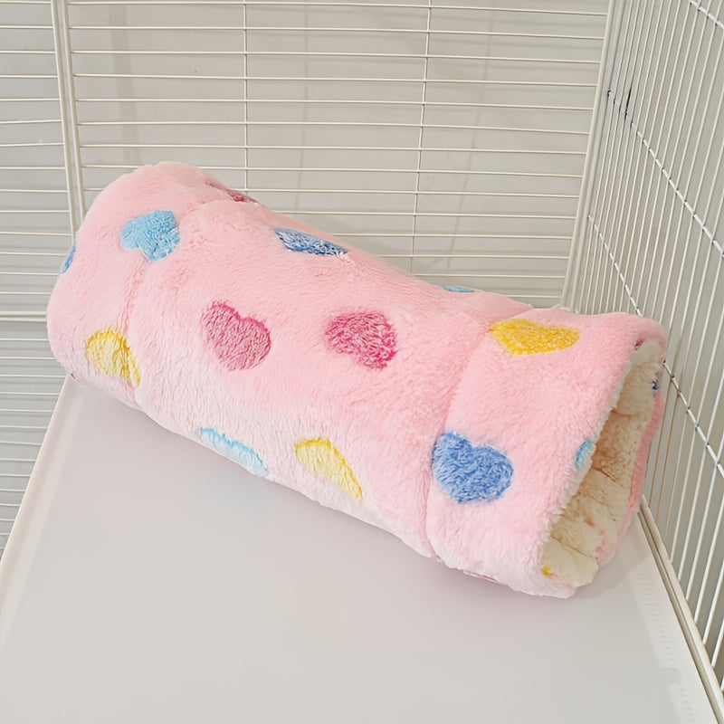 Hamster Tunnel Nest Plush Sleeping Bag – Soft Warm Small Animal Hideout with Hammock Passage for Hamsters, Guinea Pigs, Rats, Honey Possums & Dutch Pigs, Flower Branch Design, Pink & Green
