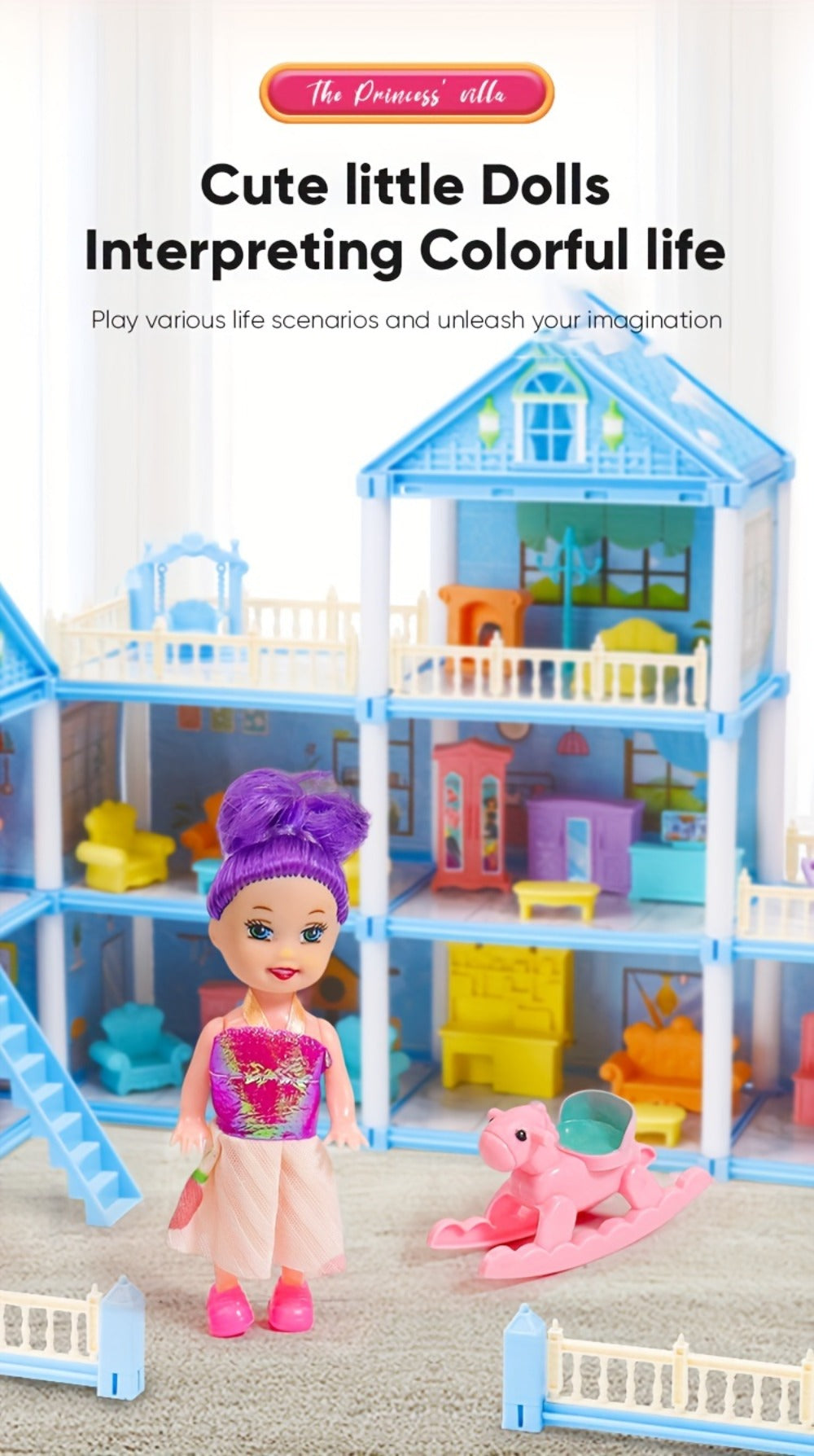 Princess Dollhouse Castle Playset with 14 to 27 Room Options