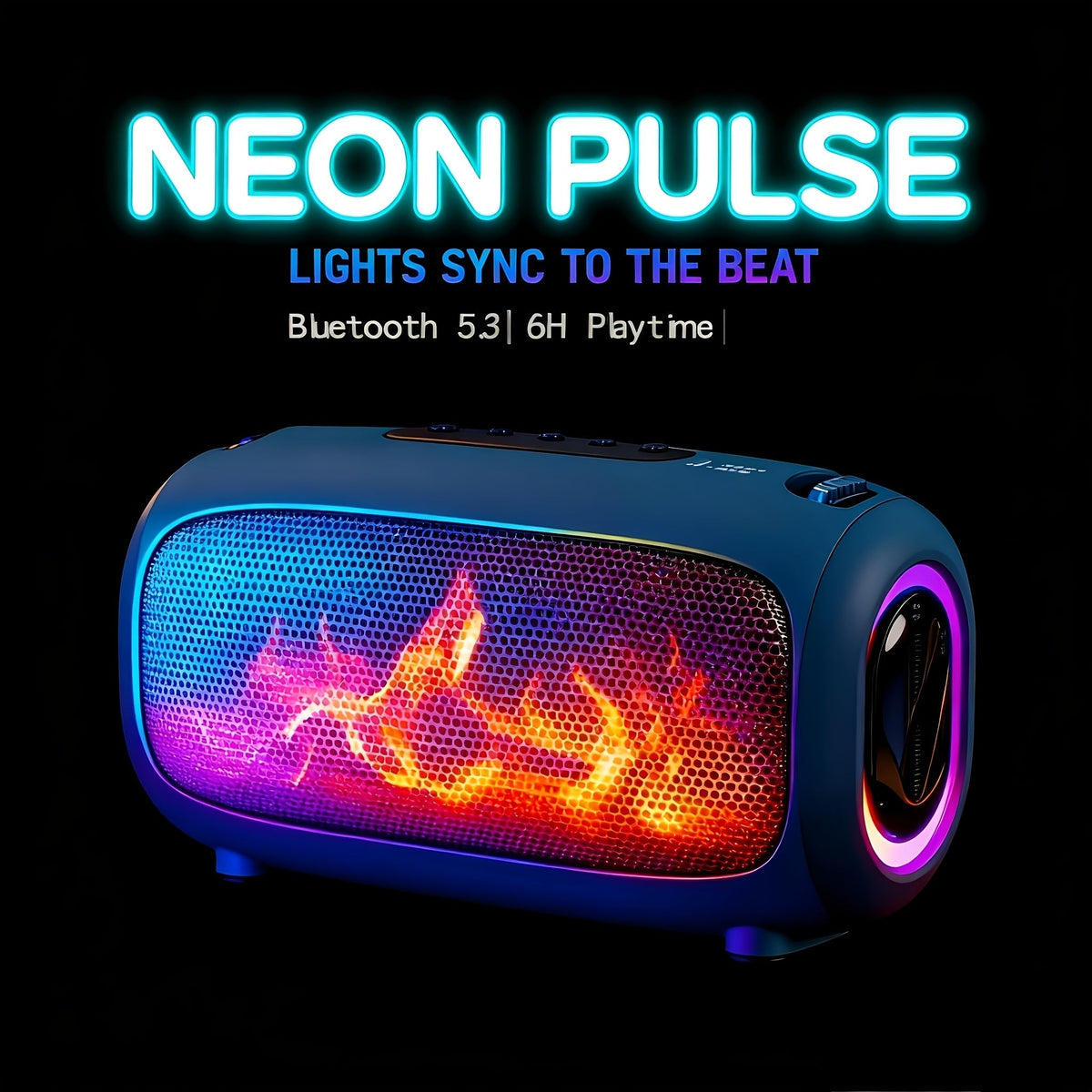 LED Light Bluetooth 5.3 Speaker with TWS Pairing – 1800mAh All-Day Playtime, Bass Boost, AUX & TF Card Input, Small Portable Wireless Speaker for Outdoor, Gift Idea