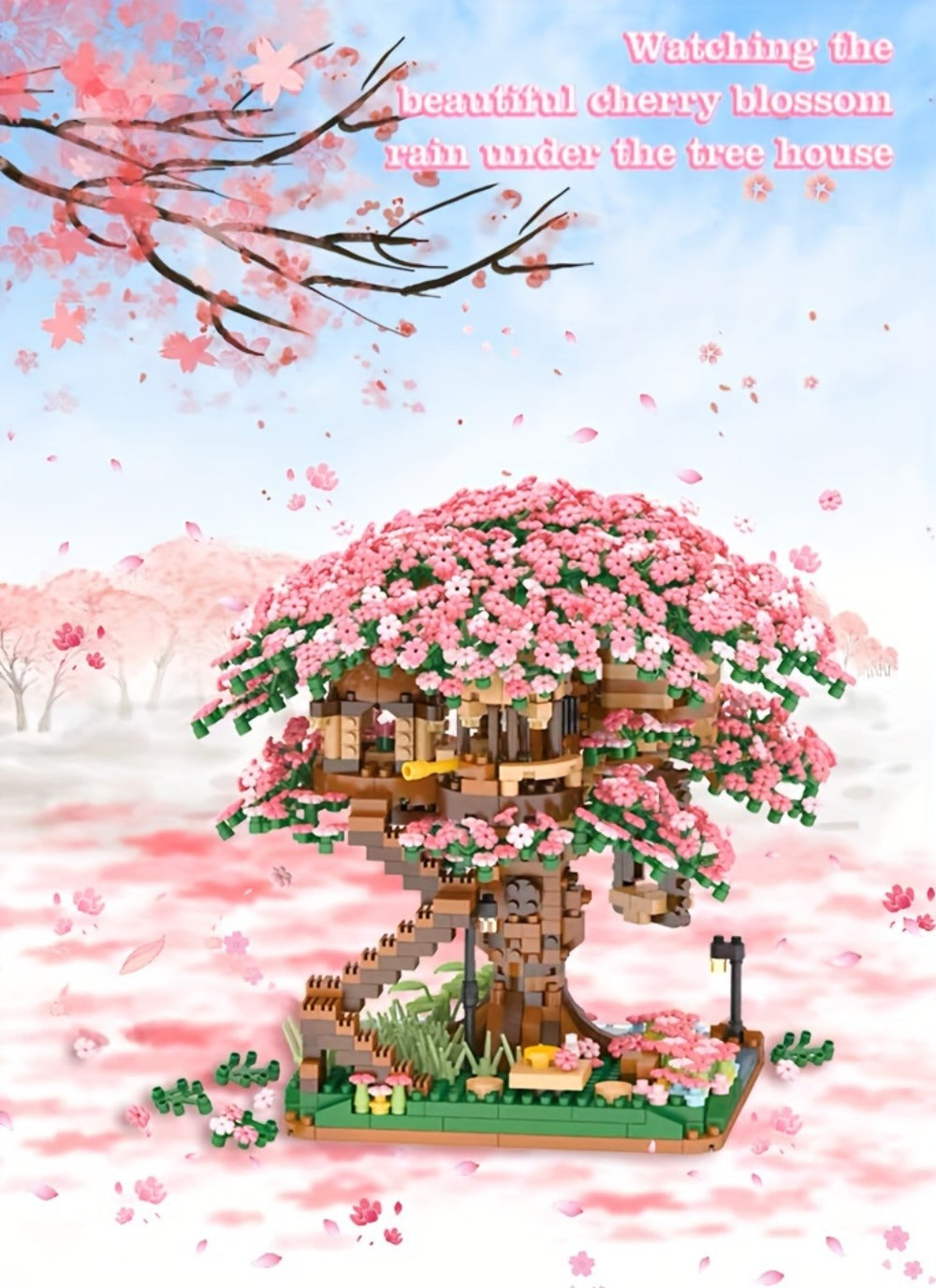 Sakura Cherry Blossom Tree House Mini Building Block Set