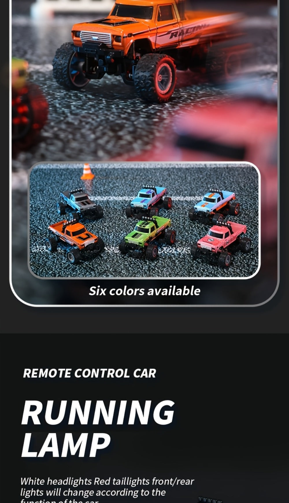 1:64 Scale Mini RC Off-Road Truck with Shock Absorbers, Alloy Body