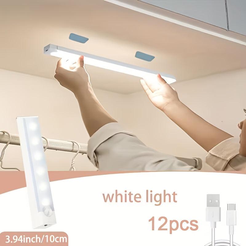 LED Motion Sensor Cabinet Lights USB Rechargeable 3 Modes – Wireless Night Light 6 9 12 Pack 3 Sizes for Bedroom Staircase Kitchen Office Piano Room Dance Studio Bedside Reading