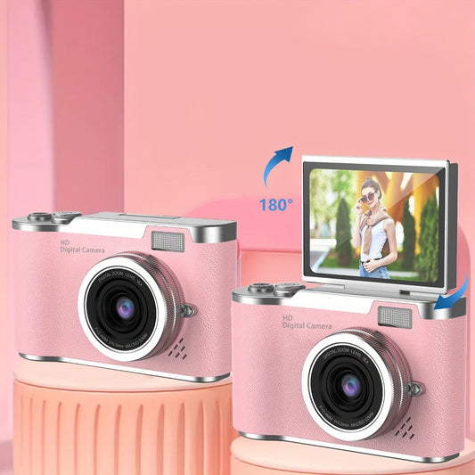 1080P Vlogging Camera for Beginners with 32GB Card 2.4 Inch LCD Screen Rechargeable Digital Camera for Photos Videos Webcam Use Compact Point and Shoot Camera Gift for Teens Kids Adults White Black Pink