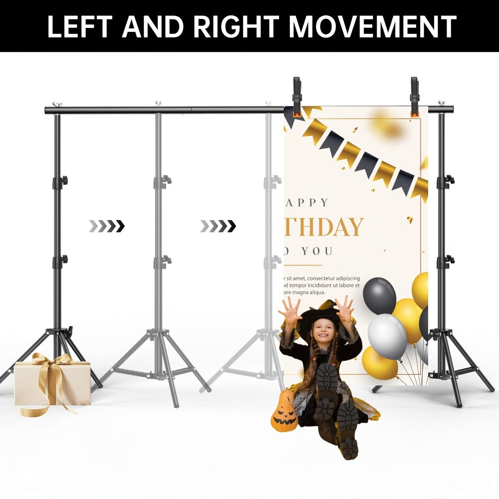 Background Stand Kit 8.5x10ft Adjustable Backdrop Stand for Birthday Party Festival Photography, Heavy Duty Crossbar Support, Easy Assembly, for Indoor Outdoor Events