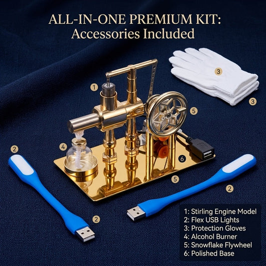 Stirling Engine Generator Kit, Single-Cylinder LED Model