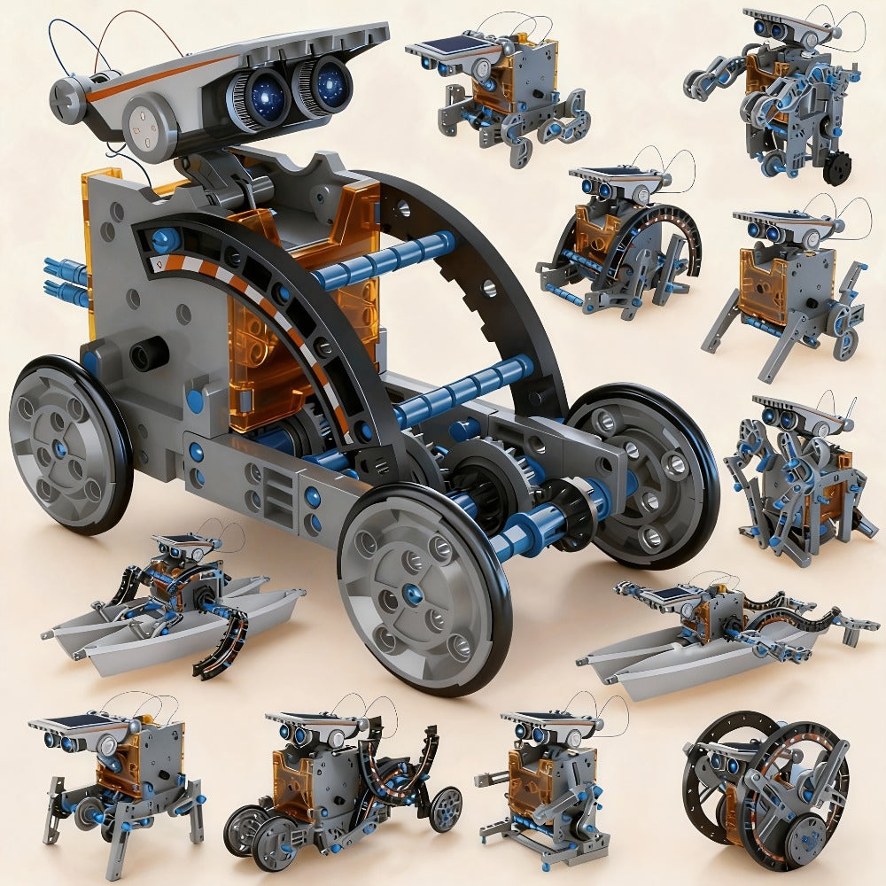 12-in-1 Solar Robot Kit for Kids Ages 8-13 – Build Your Own Solar Powered Robot, STEM Engineering Building Toy, Educational Science Experiment Gift for Boys Girls 8 9 10 11 12 13, No Batteries Needed