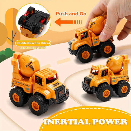 Construction Truck Set for Kids – 4-Piece Excavator, Dump Truck, Crane & Cement Mixer
