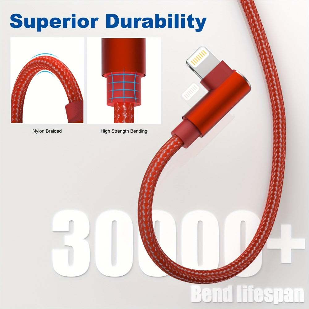 10ft Nylon Braided Lightning Cable 3-Pack MFi Certified – USB-A to Lightning iPhone Charger Cord for iPhone 14 13 12 11 Pro Max XS XR X 8 7 SE | iPad iPod | 2.4A Fast Charge 480Mbps Data Sync