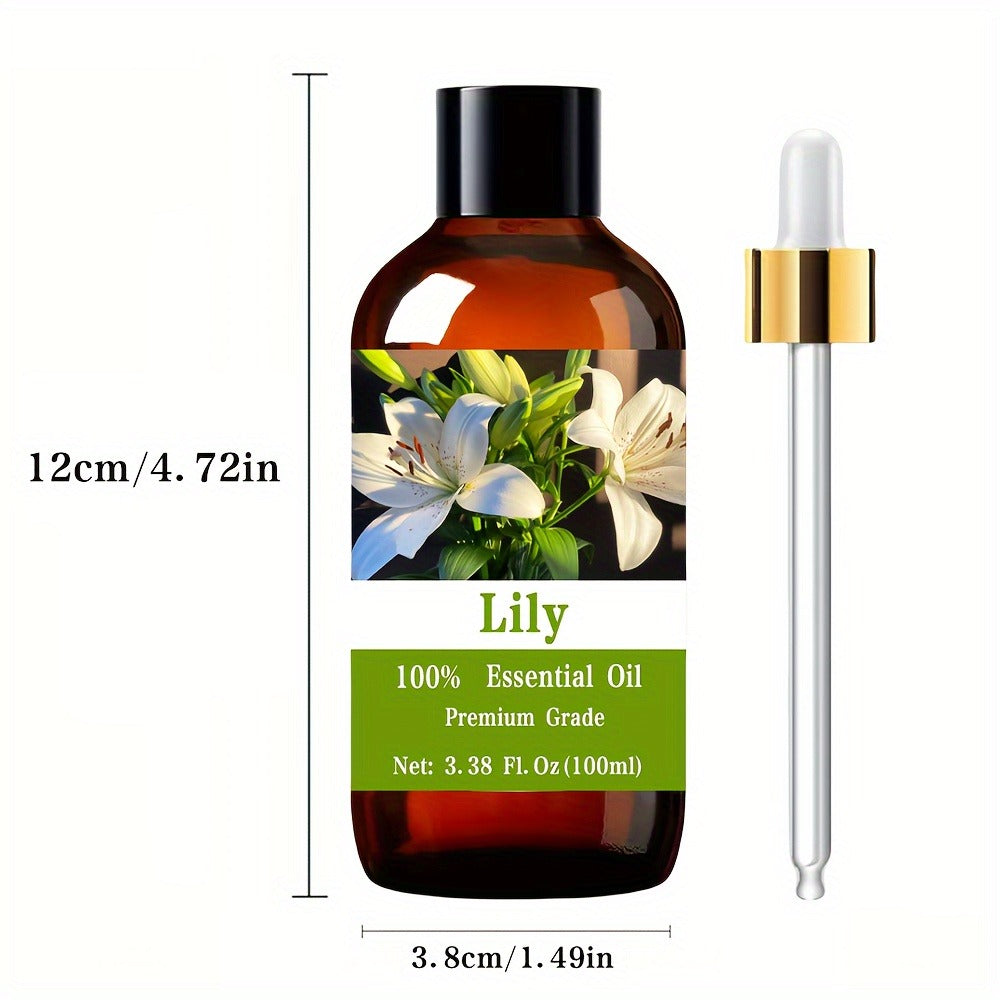 Lily Essential Oil 100ml – Pure Therapeutic Grade Floral Oil for Aromatherapy, Skin Care, Hair Care, Nail Care, Body Massage & Relaxation, Calming Scent Gift for Women