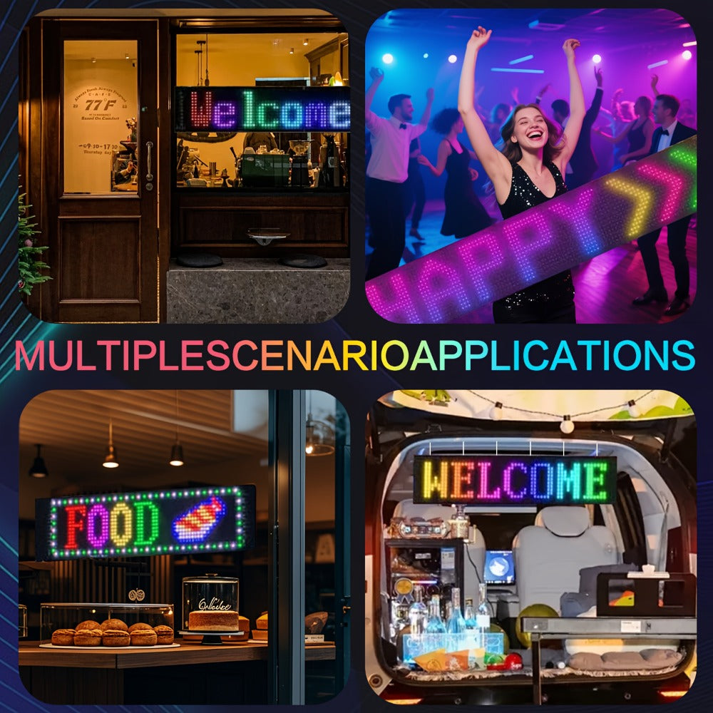 Programmable RGB LED Pixel Display Panel App Controlled – Music Sync DIY Text Animations Flexible Ultra-Thin Screen for Game Room Home Theater Car Dashboard Store Window Decor – 16x32 16x96 20x64