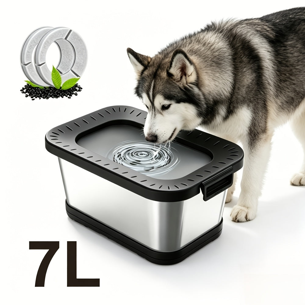 Stainless Steel Dog Water Bowl No Spill 7L XXL with Anti-Splash Mat - Spill-Proof Slow Feeder for Messy Drinkers, Heavy Duty Large Pet Bowl for Indoor & Outdoor Use, Multiple Colors