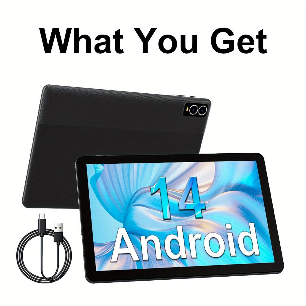 Android 14 Tablet 10 Inch 8GB RAM 32GB ROM 1TB Expandable Octa-Core A523 WiFi 6 IPS Touchscreen Dual Camera with Keyboard Mouse Case Stylus Optional Black White Pink