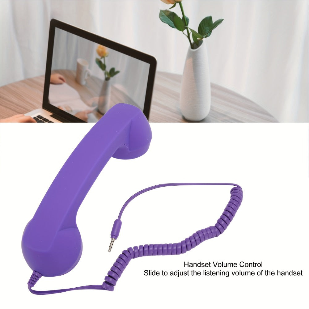 Retro Phone Handset for Smartphone Tablet & Computer – Hands-Free Calling, Volume Control, Clear Sound, 3.5mm & Type-C Compatible, iPhone Android, Multiple Colors, Great Senior Gift