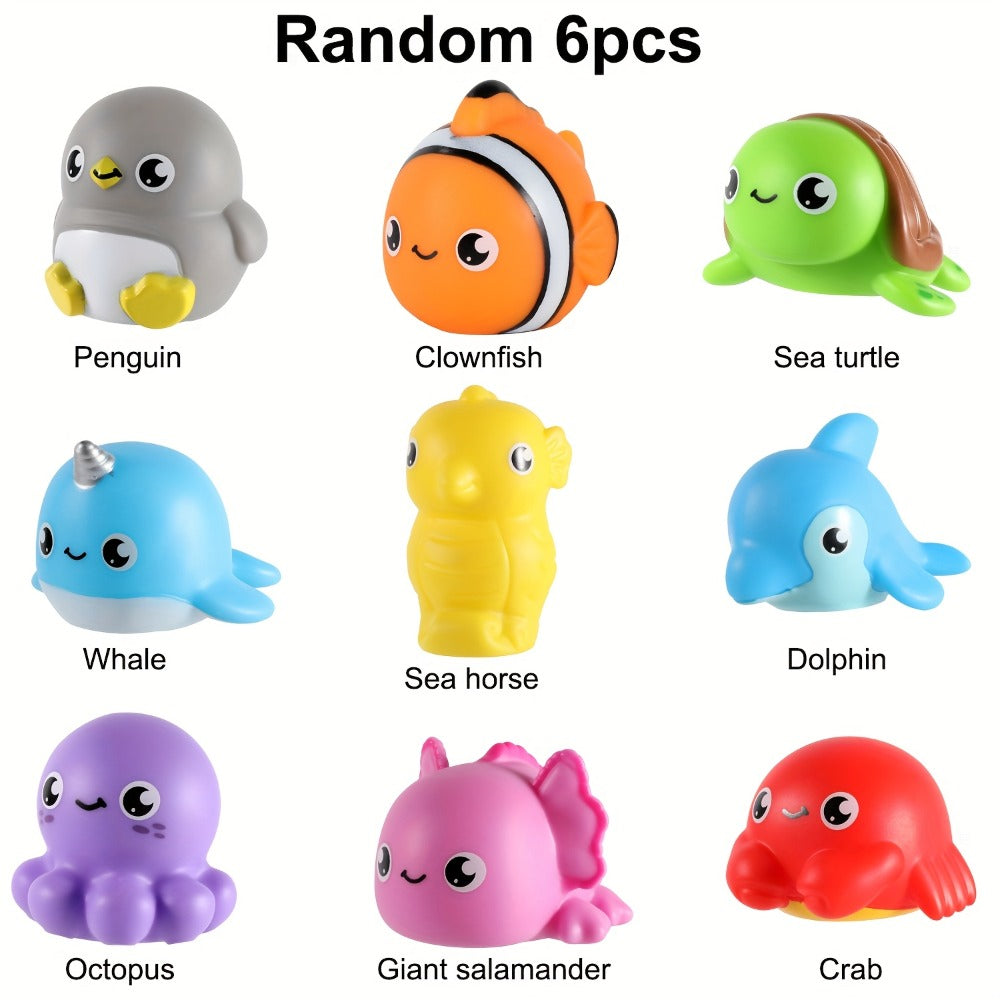 Ocean Animal Light Up Bath Toys 6 8 10 Pack – Glowing Sea Creature Floating Bathtub Toys for Baby Toddlers, Water Pool Toys for Boys & Girls, Random Colors Bath Time Gift Set