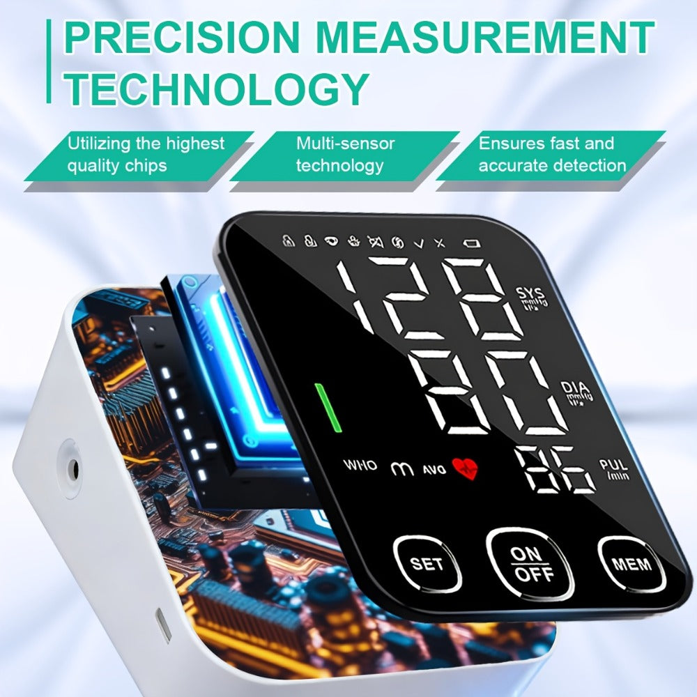 Blood Pressure Monitor Automatic Upper Arm – Large Cuff, 4.5" Backlit Screen, 2×99 Memory, Voice Broadcast, One-Touch BP Machine for Home Use