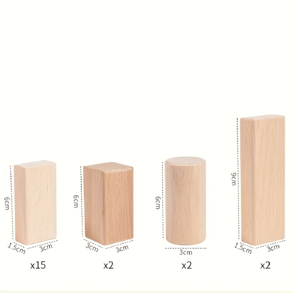 100-Piece Unpainted Beech Wood Building Blocks for Stacking and Sorting
