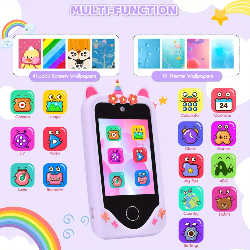 Kids Toy Phone with Touchscreen and Dual Camera, Pink or Purple Options