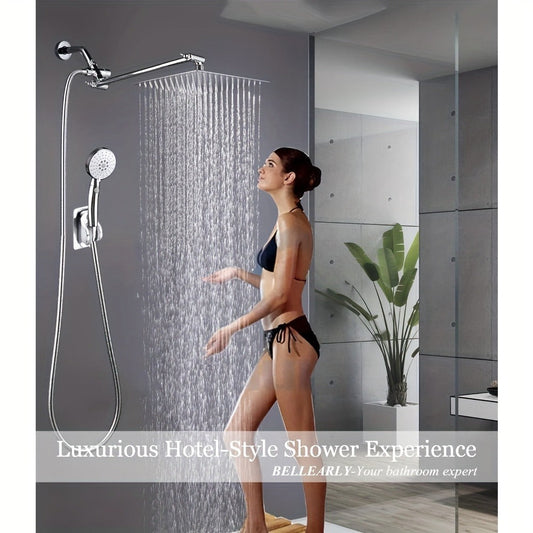 Rainfall Shower Head & Handheld Combo with 4 Spray Modes and 78-Inch Hose