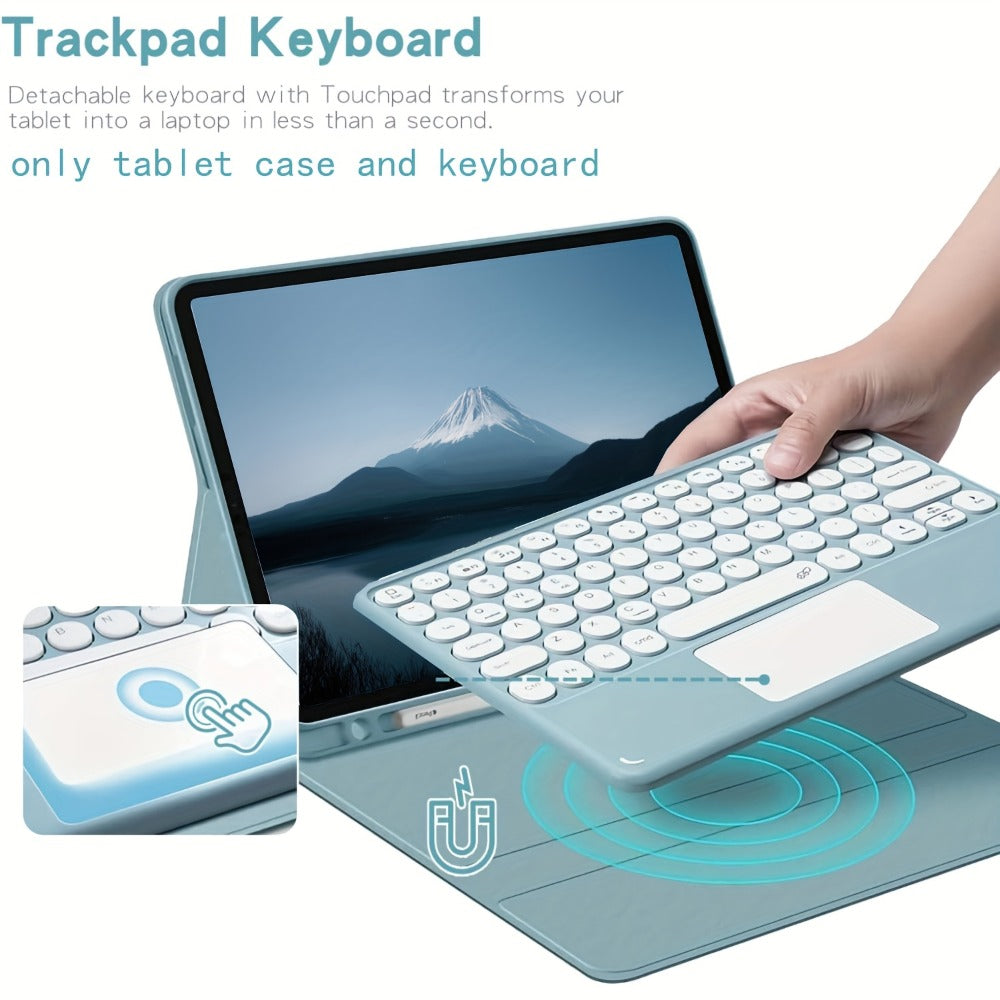 Samsung Galaxy Tab Keyboard Case with Multi-Touch Trackpad 11 Inch for Galaxy Tab S9 FE S9 S8 S7 A9+ Detachable Wireless Keyboard Auto Sleep Wake Folio Cover with Stylus Holder Black Blue Pink Green