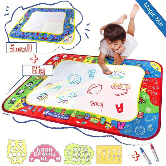 Water Doodle Mat with 2 Water Pens – Large Reusable Mess-Free Drawing Mat for Kids