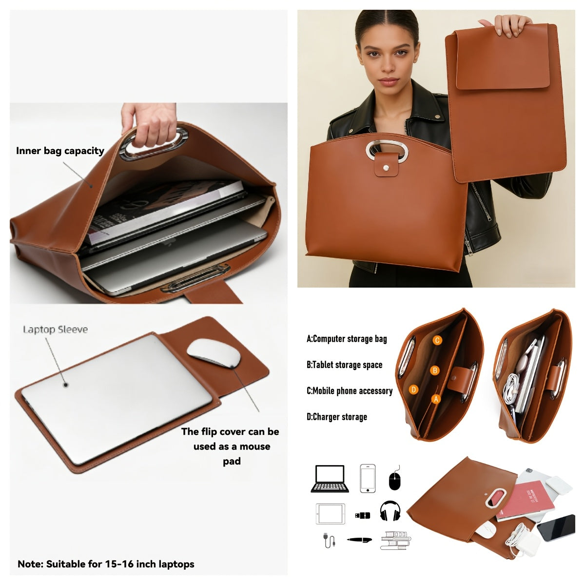 Laptop Sleeve Bag 13 14 15.6 16 Inch Protective Case with Carrying Strap Inner Liner Pouch Compatible MacBook HP Dell Lenovo Multi-Color Portable Shoulder Handbag Travel Briefcase for Women Men