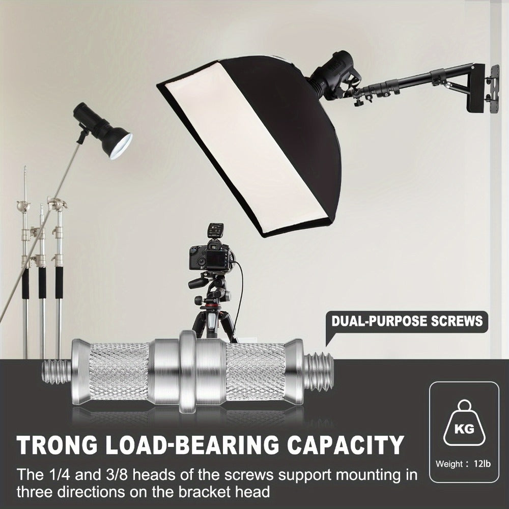 Wall-Mounted Ring Light with 45.7" Adjustable Boom Arm Stand | Alloy Triangle Wall Bracket for Photography Studio, Salon, Barber Shop, Tattoo Studio & Strobe Lighting