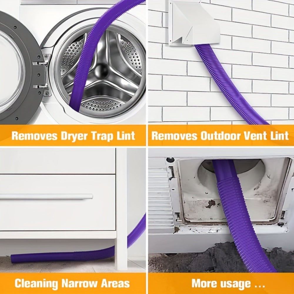 Dryer Vent Cleaner Kit Vacuum Hose Attachment for Dyson V15 V12 V11 V10 V8 V7 V6 – Flexible Lint Remover Dryer Vent Cleaning Brush with Vacuum Attachment, Reduces Fire Hazard