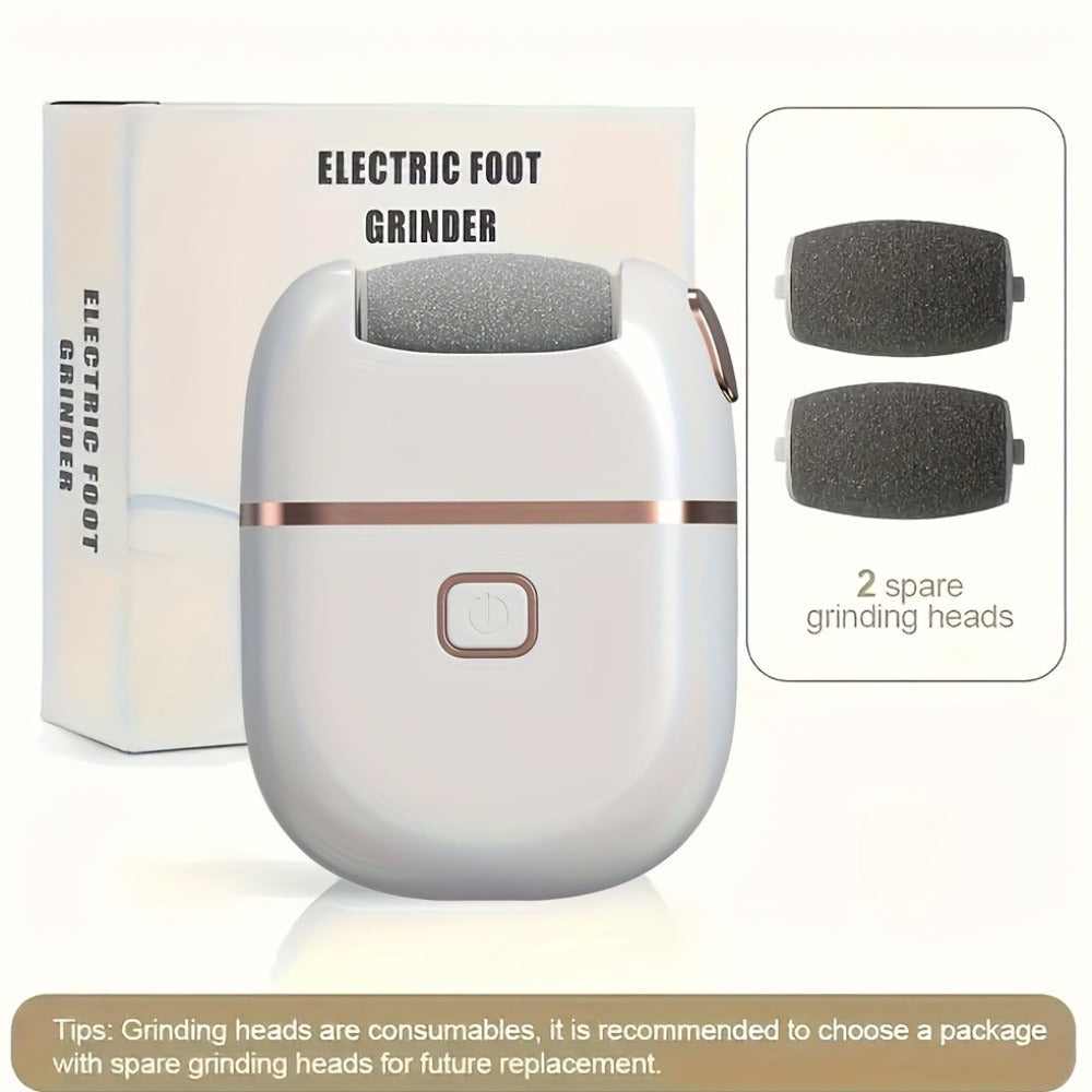 Callus Remover for Feet Electric Rechargeable Foot Grinder with 3 Grinding Heads & 2 Speed Settings – USB Portable Pedicure Tool for Cracked Heels Dry Dead Skin Removal Women Men