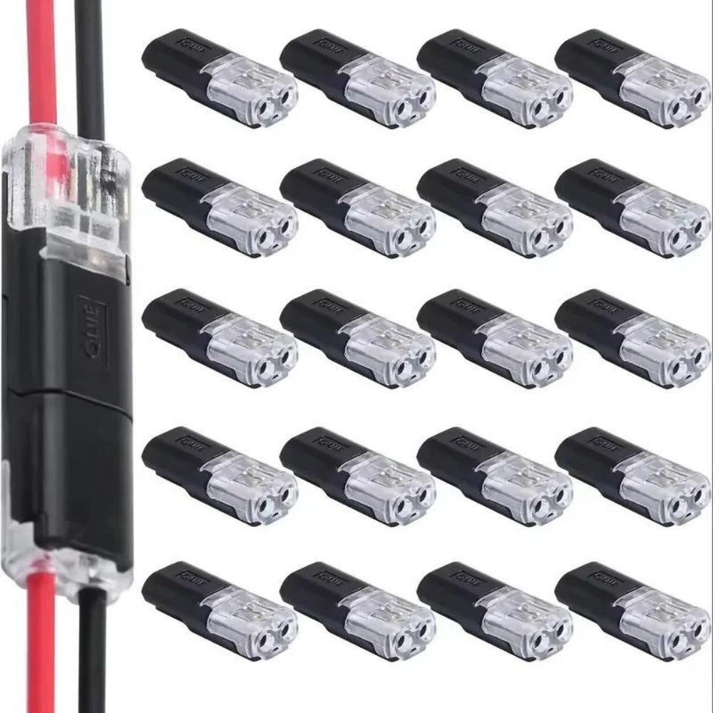 152Pcs LED Wire Connectors 2-Pin Quick-Connect Latches, Low-Voltage Plug-and-Play Cable Connectors Up to 36V, Compact Locking Latches for Lighting, Outdoor Wiring, Electricians & DIY Installers