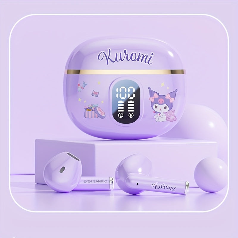 Kuromi Pompompurin Open-Fit Wireless Earbuds 360° Environmental Awareness LED Digital Charging Case Touch Control All-Day Comfort Sports Casual Authorized Sanrio Character Gift
