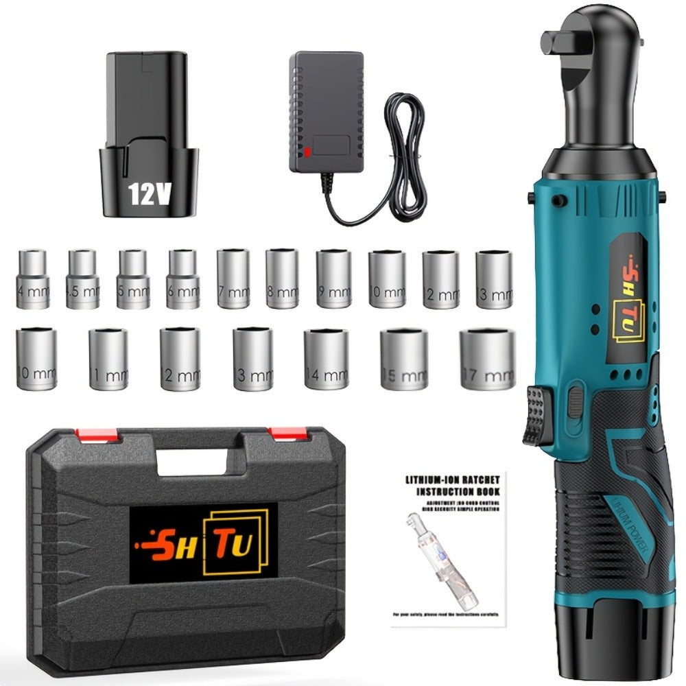 12V Brushless Electric Ratchet Wrench Set with Battery & Quick Charger – Wireless Car Repair Tool Kit for Home & Auto, Holiday Gift for Men