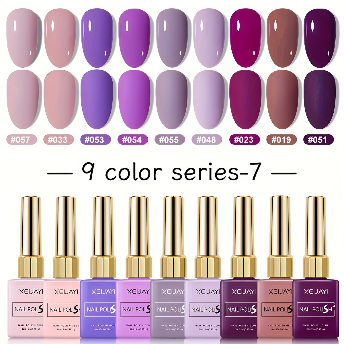 Fall Winter Gel Nail Polish Set 9 Colors XEIJAYI Alcohol-Free LED Glossy - Long Lasting Salon Quality Multicolor Round Bottle Autumn Seasonal DIY Manicure Kit Holiday Nail Art Gift for Women