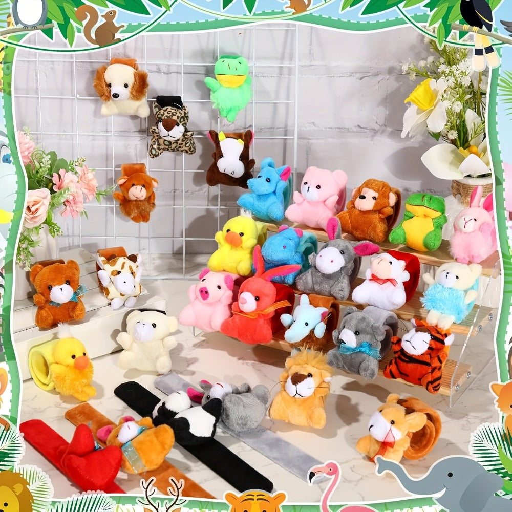 Stuffed Animal Slap Bracelets for Party Favors, 6 to 30-Piece Options
