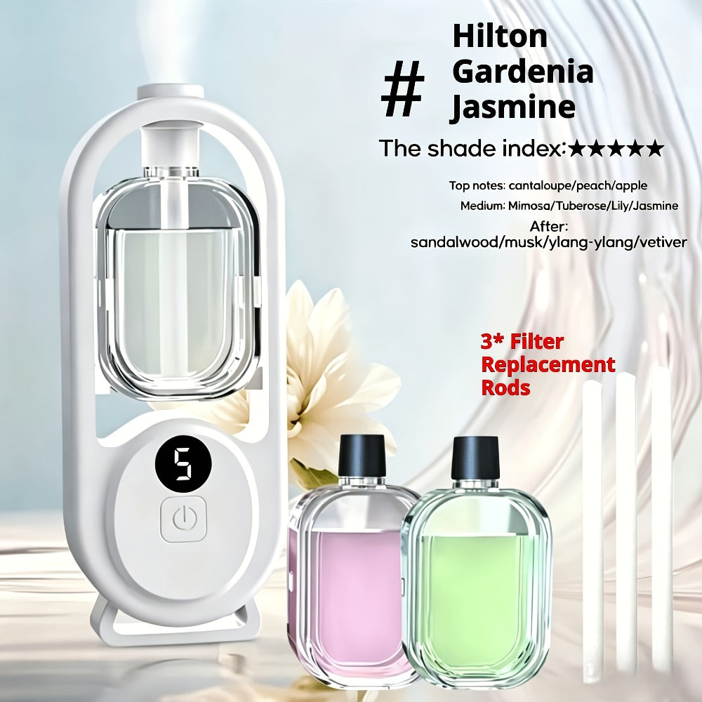 7-Color LED Aromatherapy Diffuser 150ml with USB Power, Ultrasonic Whisper-Quiet Mist, Timer Auto Shut-Off for Bedroom Office Yoga – Bundle with Hilton Gardenia Ocean Jasmine Shangri-La Oils