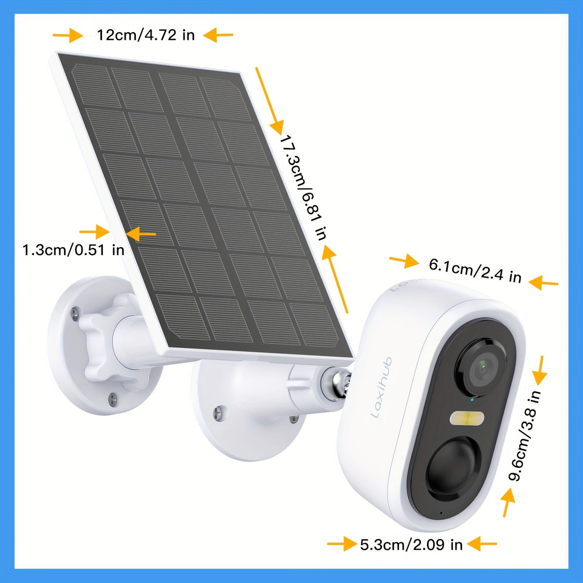 Solar Powered Outdoor Security Camera 3MP 1296P, IP65 Weatherproof, AI Human Motion Detection, Spotlight Color Night Vision, Zone Intrusion Alert, Two-Way Audio, 256GB SD & Cloud – Wire-Free CCTV