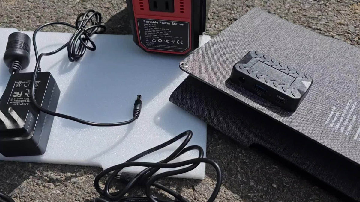 100W 146Wh Portable Power Station Solar Generator with 40W Foldable Solar Panel, 146Wh Backup Battery for Camping Hiking RV Emergency, AC DC USB USB-C Output, LED Flashlight, Fast US Shipping