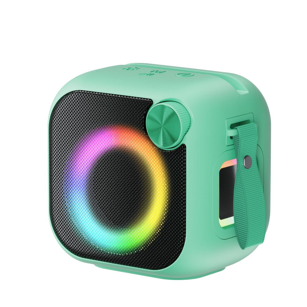 4-in-1 Wireless Portable Bluetooth Speaker with RGB Lighting, HD Sound, Built-in Sling, USB TF Card AUX FM, Type-C Rechargeable, Outdoor Speaker for Cycling Camping Sports Hiking