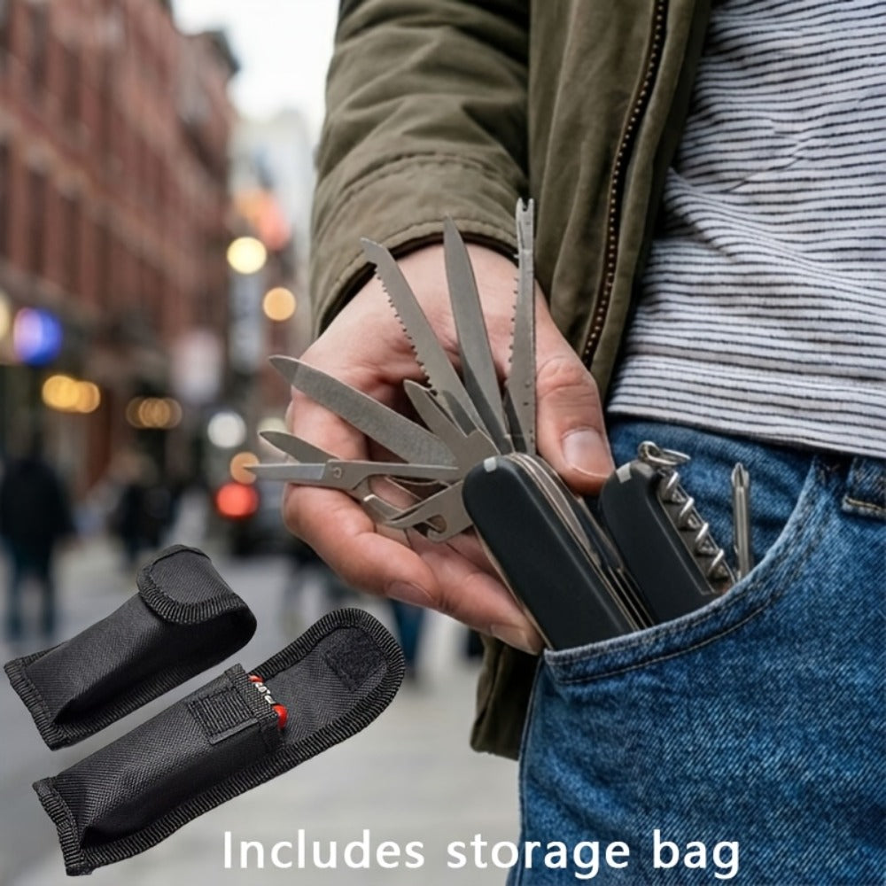 Multitool Pocket Knife 17-in-1 – Includes Screwdriver, Pliers, Scissors, Bottle Opener & More, Portable Multi-Tool for Camping, Hiking, Emergencies & Everyday Carry, Gift for Men
