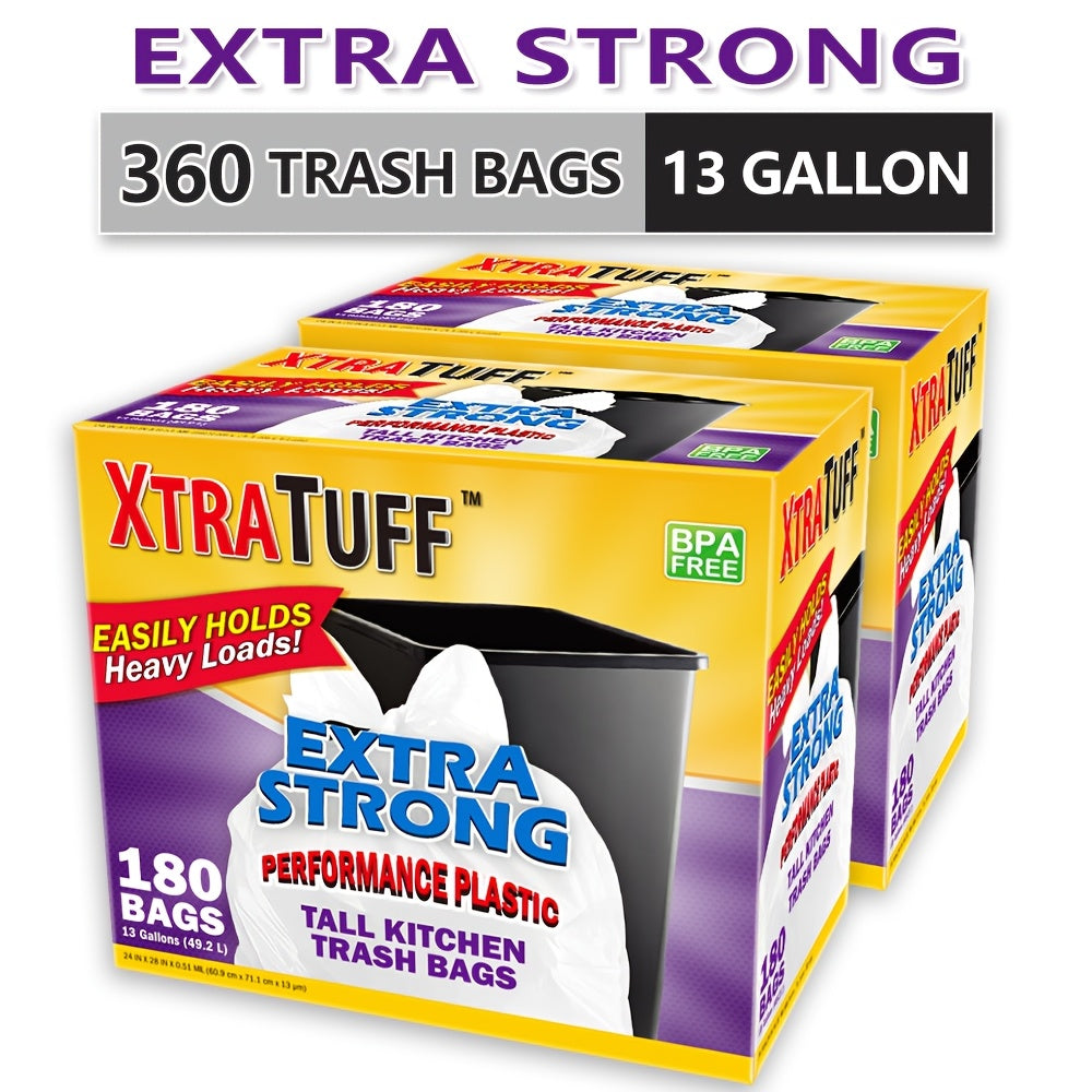 13 Gallon Trash Bags Heavy Duty – Expandable Drawstring & Clear Garbage Bags, Leak-Resistant Odor-Control Liners for Kitchen, Bedroom, Office, Outdoor Use (44/85/104/170/180/360 Count)
