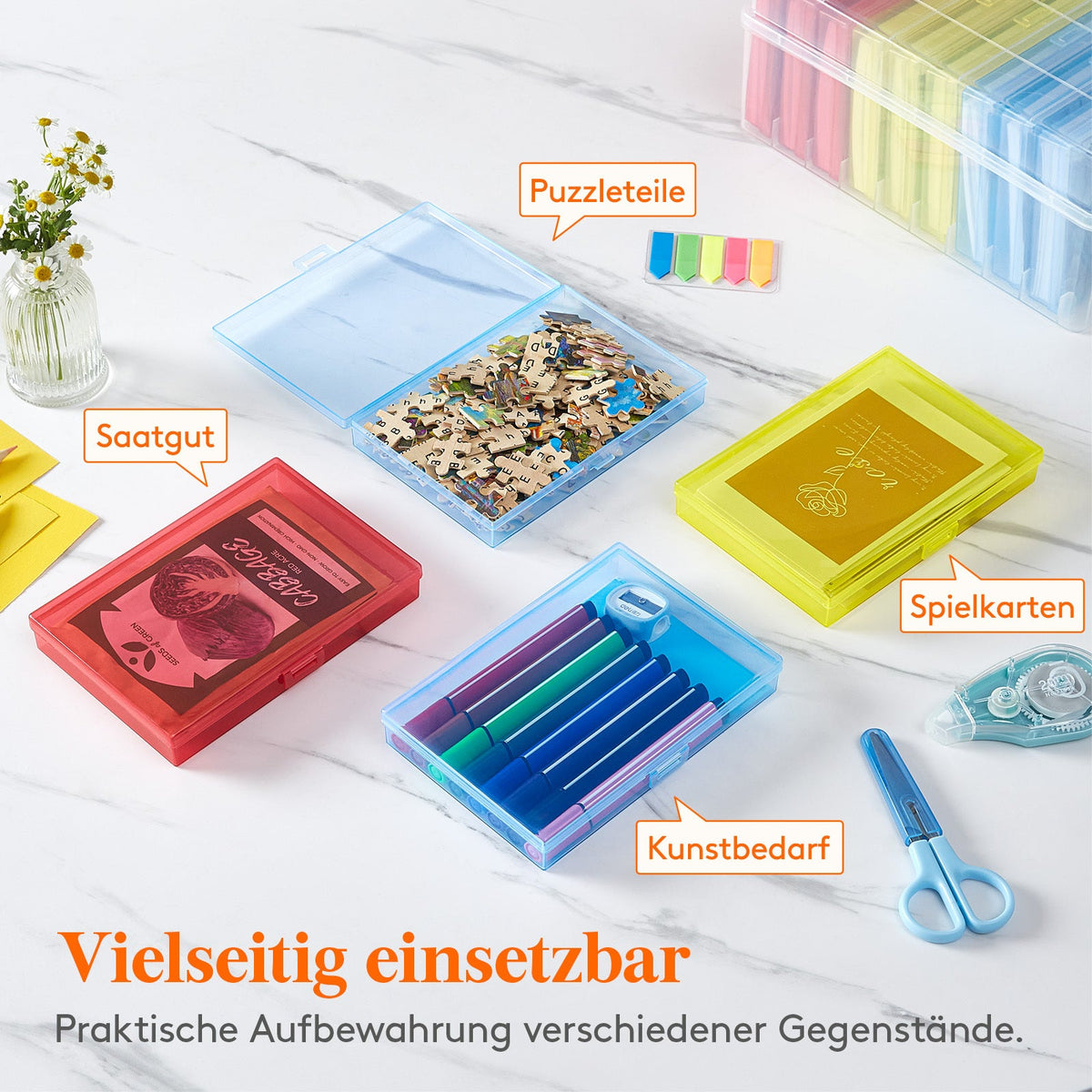 4x6 Photo Storage Box with 14 Inner Photo Keeper Cases Holds 1400 Photos Clear Plastic Photo Organizer with Lids Label Stickers BPA-Free for Cards Pictures Stamps Craft Office Supplies