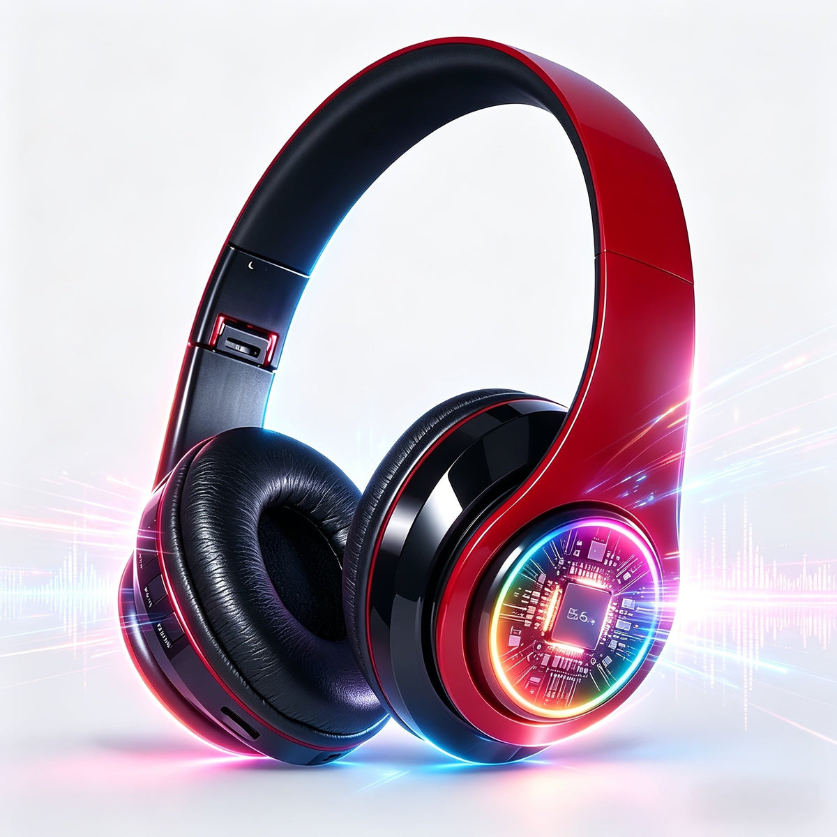 LED Light Over-Ear Wireless Headphones Deep Bass Subwoofer, Active Noise Cancelling Foldable Headset Bluetooth 5.3, Wired & Wireless Dual Mode AUX, USB Rechargeable for Gaming Music Sports
