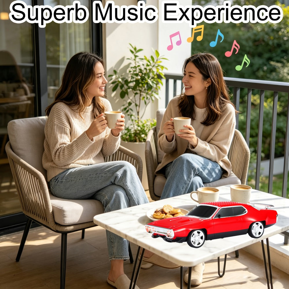 Car-Shaped Bluetooth Speaker with TWS Stereo Sound, Portable Wireless Mini Speaker USB FM TF AUX Compatible with Smartphones Tablets PC, Deep Bass Outdoor Speaker, Fun Holiday Gift for Car Enthusiasts Kids Men