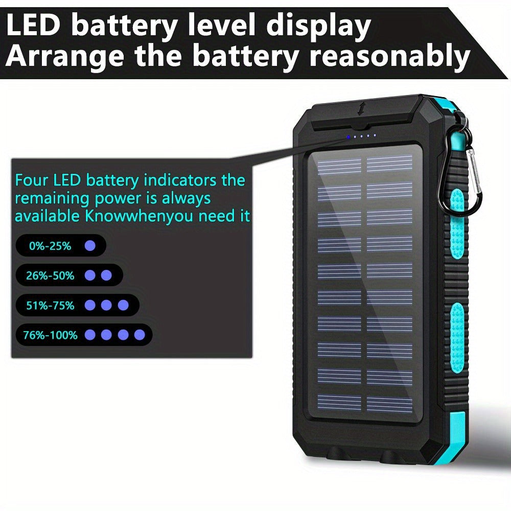 Solar Power Bank 45800mAh QC3.0 Fast Charging – Dual USB Portable Charger with LED Flashlight for Camping Hiking Travel Emergency, High Capacity Battery Pack for All Cell Phones & Devices
