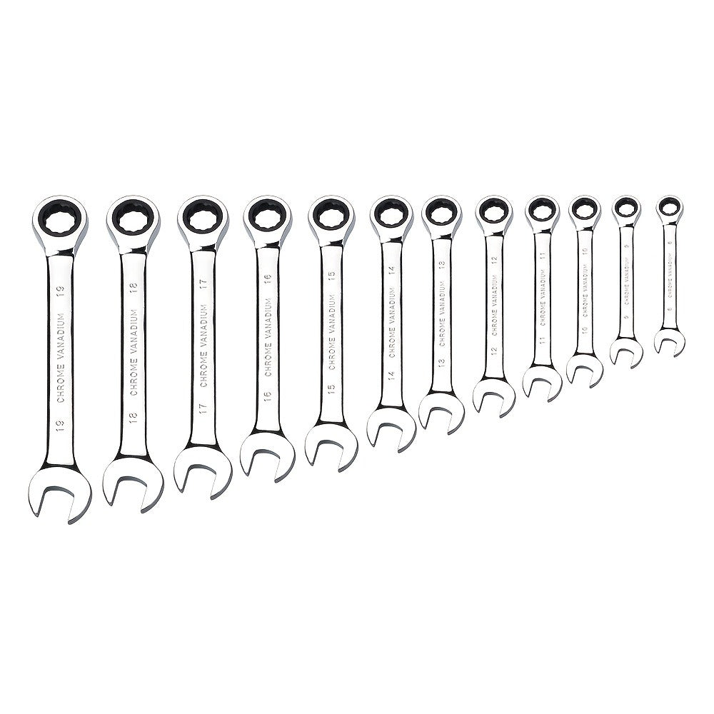 Combination Ratcheting Wrench Set 22pcs SAE & Metric, 1/4"-3/4" & 6-18mm Chrome Vanadium Steel, 72-Tooth Ratchet Wrenches with Oxford Bag, ANSI Standard for Car Repair & Home Appliance Maintenance