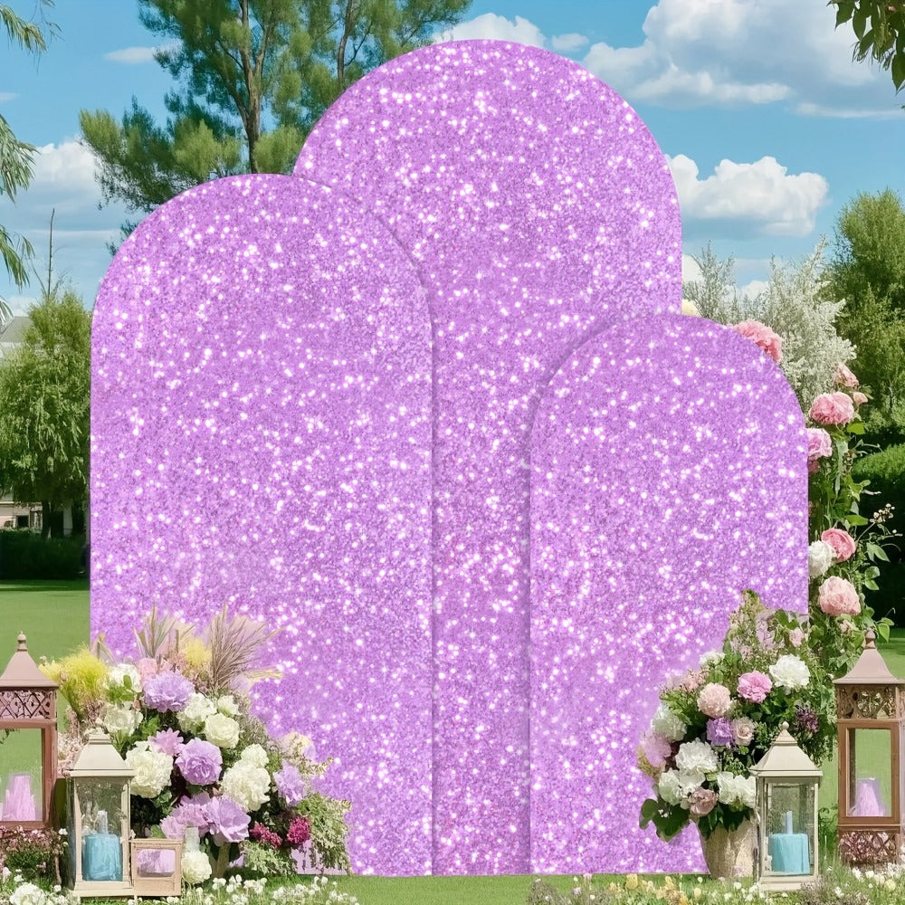 Sequins Wedding Arch Cover Set of 3 Sizes 4ft 5ft 6ft Metallic Spandex Arch Backdrop Cover Payette Glitter Arch Stand Cover for Wedding Birthday Party Decoration