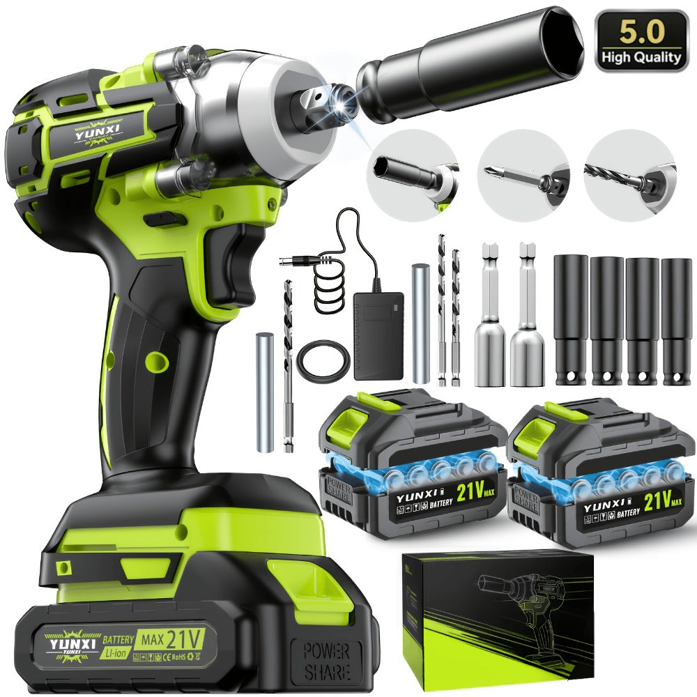 Cordless Impact Wrench Brushless Motor 3-in-1 High Torque – Rechargeable Battery, Lightweight Design, Variable Speed, for Car Repair, Auto Mechanic, Construction, Workshop & Household Maintenance – Multiple Battery & Accessory Configurations