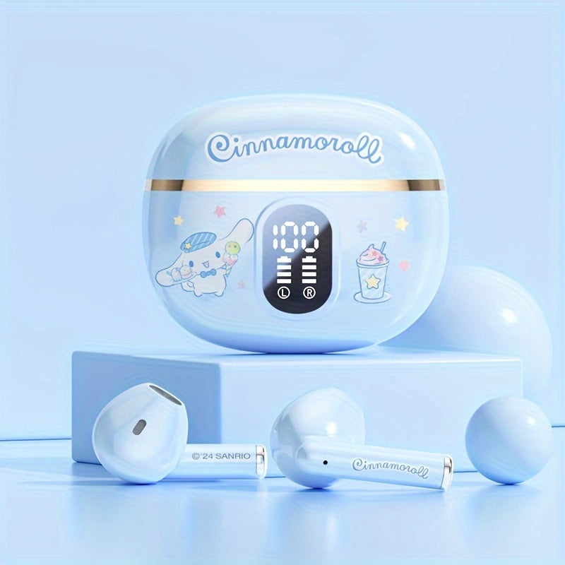 Sanrio Hello Kitty Kuromi Cinnamoroll Bluetooth Earbuds Cute Wireless Earphones 3 Styles Power Display Gaming Earbuds Easy to Carry for Daily Exercise Study Outdoor Holiday Birthday Gift