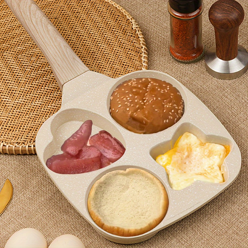 Non-Stick Cookware Set 5-Piece Beige – Pumice Stone Coating Egg Frying Pan Pancake Skillet with Kitchen Utensils | Aluminum Induction Compatible Home Cooking Set for Eggs Pancakes & Breakfast