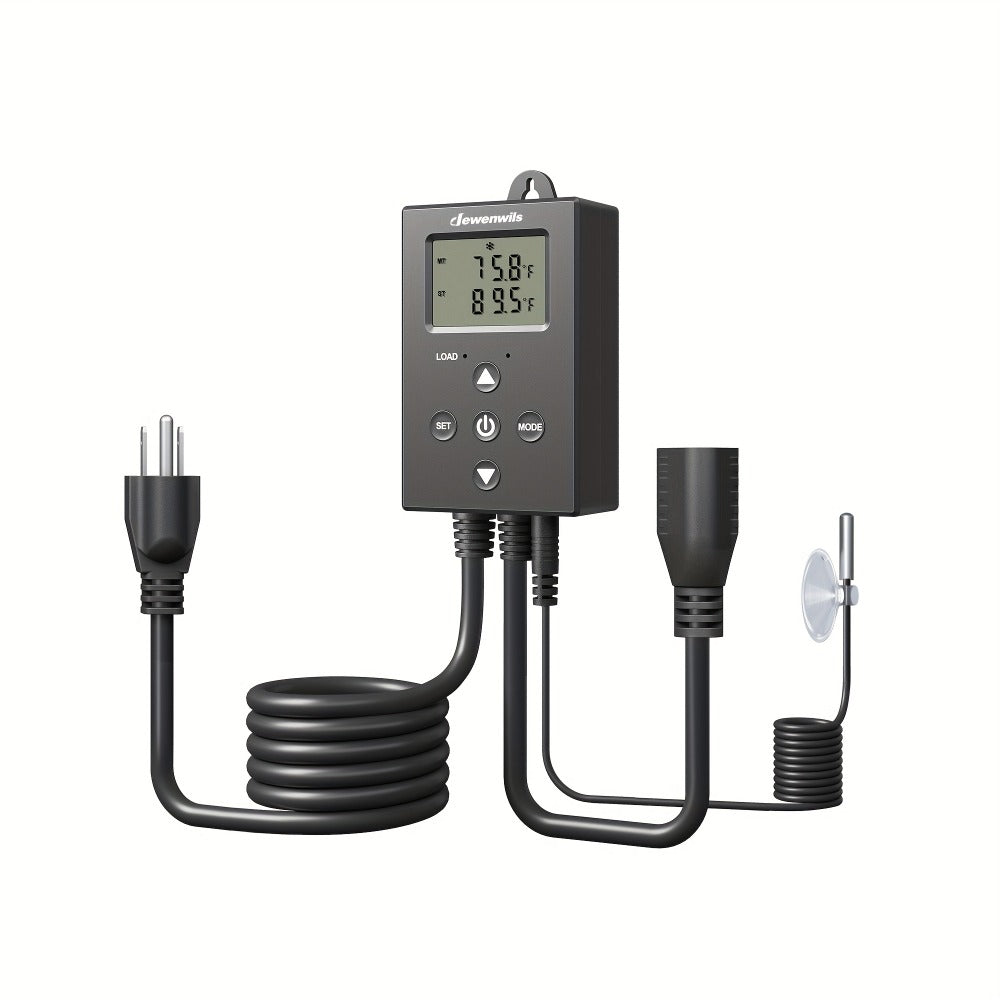 Digital Temperature Controller Thermostat Outlet Heating Cooling Mode 14°F-140°F LCD Display Buzzer Alarm 120V 10A 1200W for Freezer Greenhouse Reptile Aquarium Incubator Home Brewing