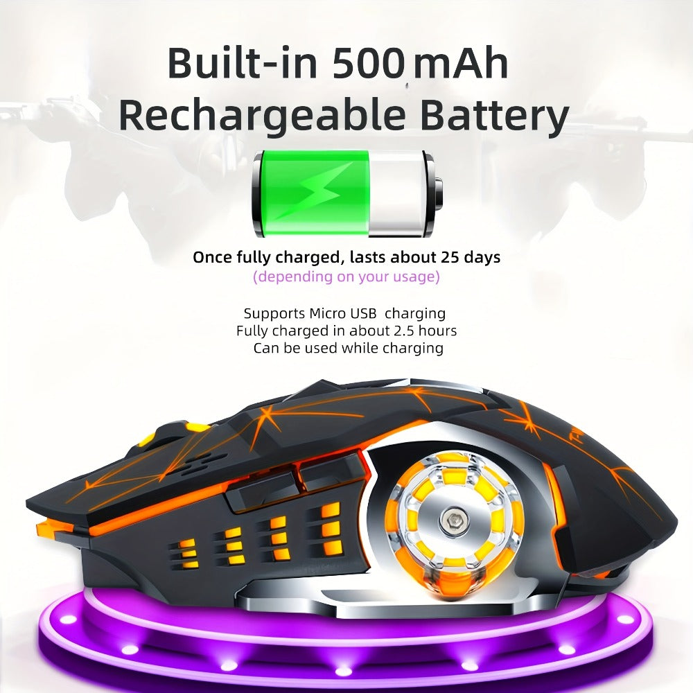 Bluetooth 5.0 2.4G Dual Mode Wireless RGB Gaming Mouse Silent 6 Button Ergonomic USB-C Rechargeable Breathing Light for PC Laptop Mac Tablet Office Gaming Tech Black Star Black White Gray